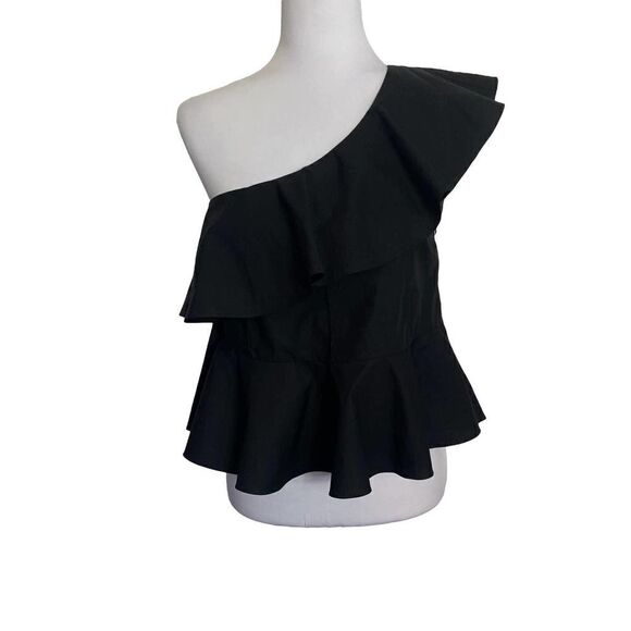 Yune ho asymmetrical ruffle top‎ black one shoulder XS - Picture 1 of 11